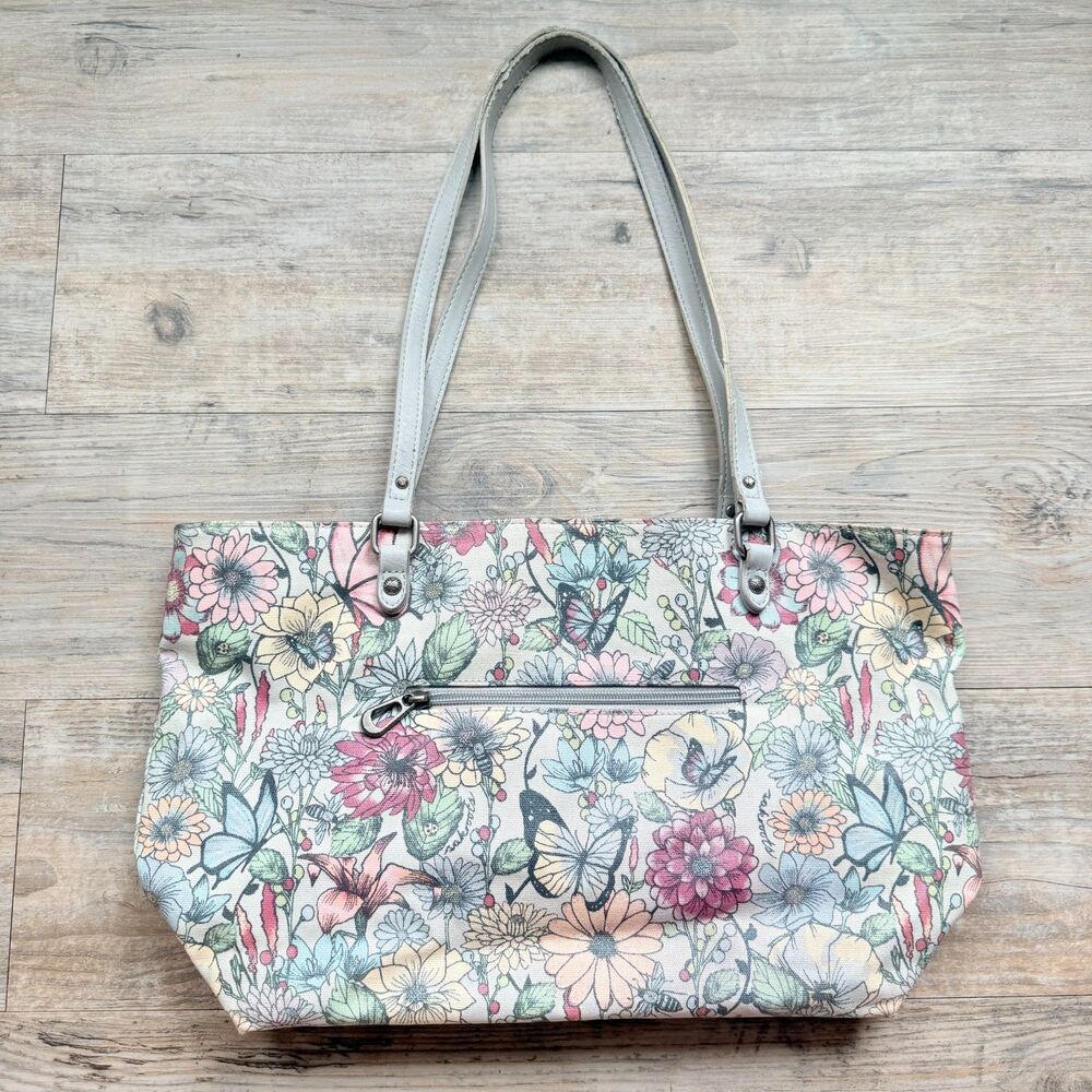 Sakroots Tote Blush In Bloom Floral Butterfly Bag Canvas Shoulder Purse Garden